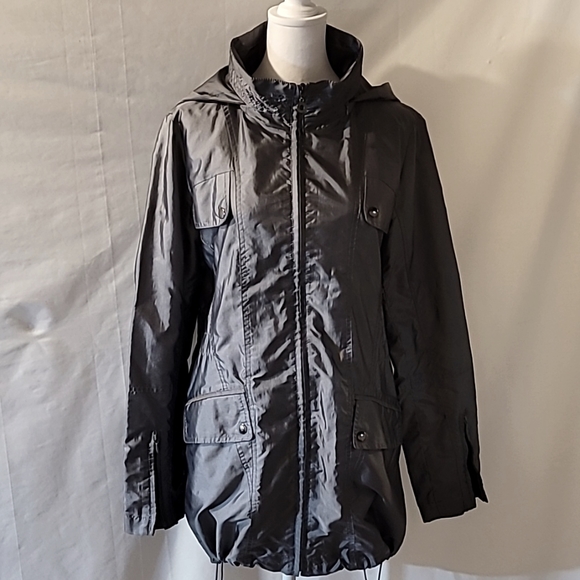 1 LEFT (M) Metallic Gray Techware - Classic Sports Nylon Rain Coat - Picture 2 of 10